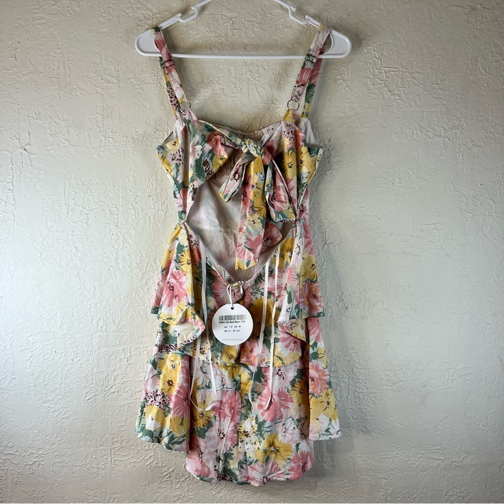 Selfie Leslie Provence Bloom Tiered Floral Mini Dress Multi Blush - Picture 8 of 13
